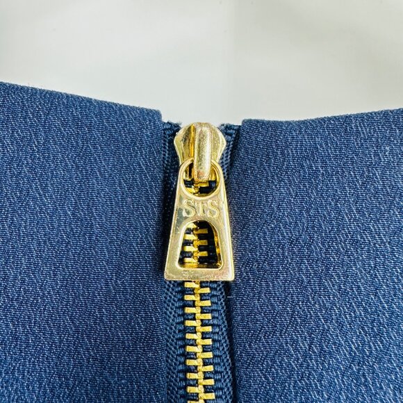 Sail To Sable Navy Blue Ruffle Hem Dress Long Sleeve Size 0 Polyester Womens - Picture 6 of 8